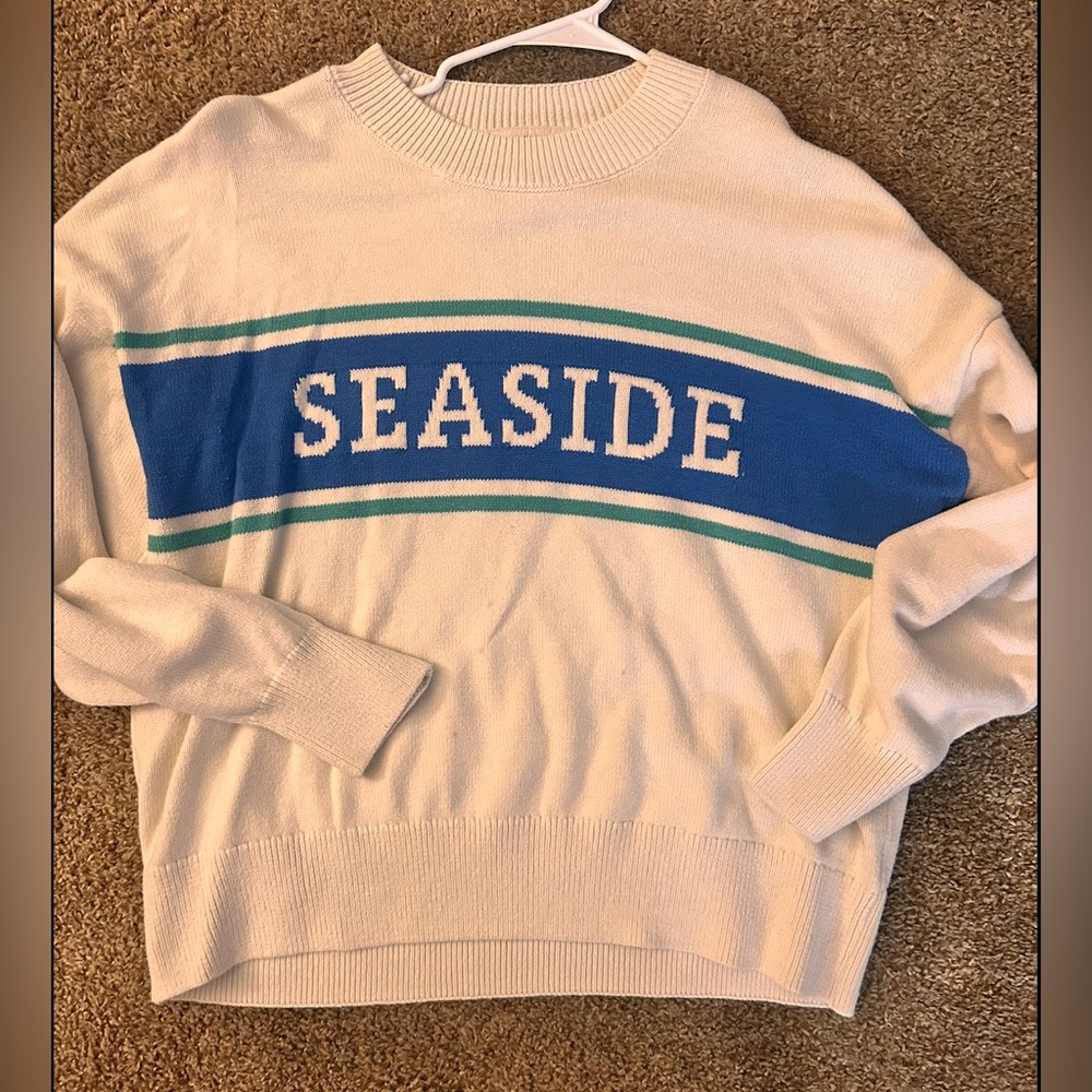 Women's Cream and Blue “Seaside” Sweater